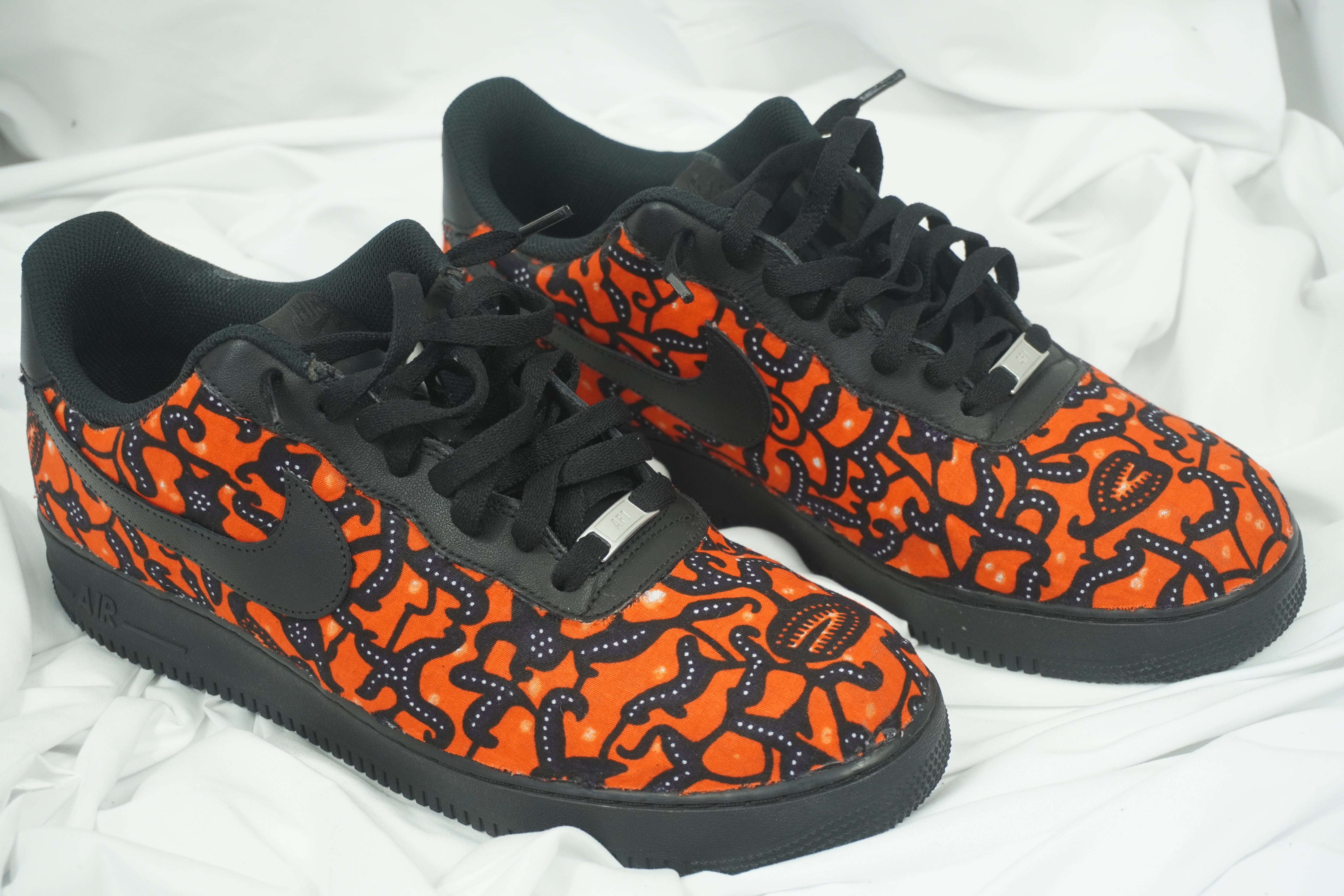 Handcrafted Ankara Air Force 1 - Orange Black