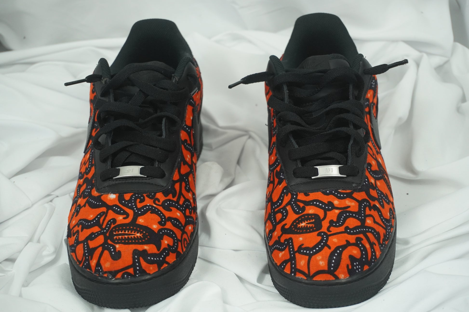 Handcrafted Ankara Air Force 1 - Orange Black