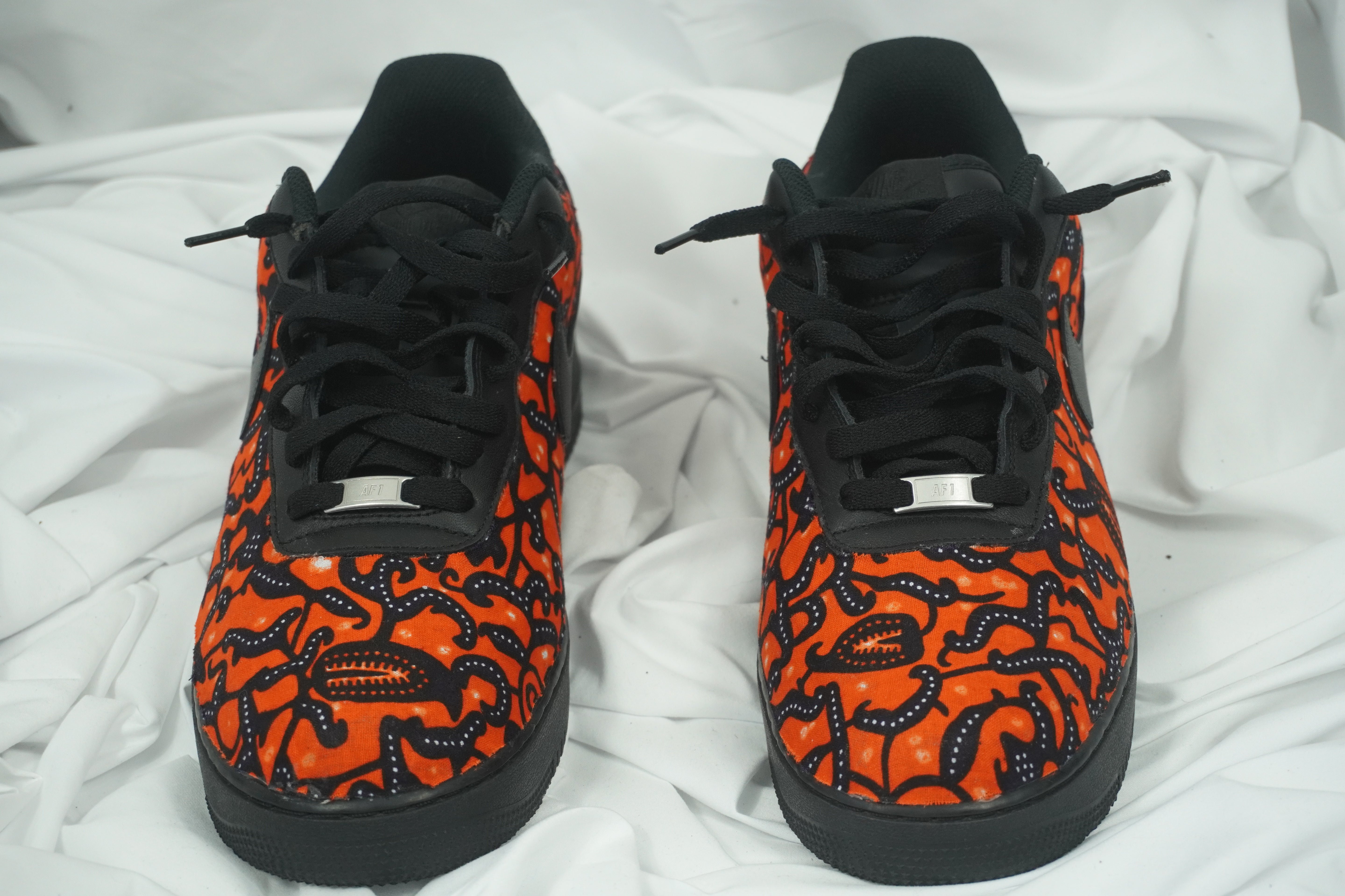 Handcrafted Ankara Air Force 1 - Orange Black