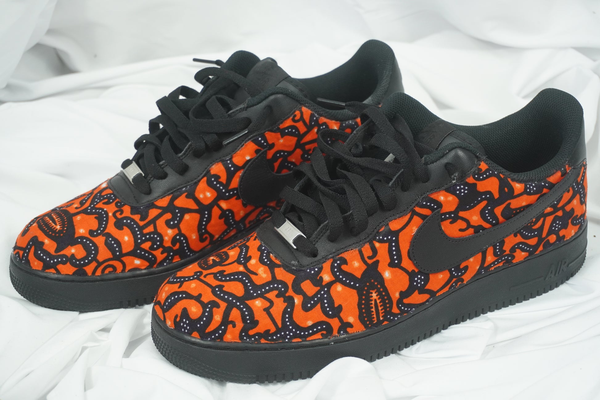 Handcrafted Ankara Air Force 1 - Orange Black