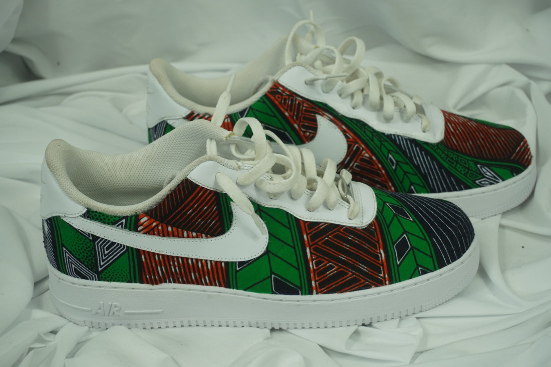 Handcrafted Ankara Air Force 1 - Orange Green