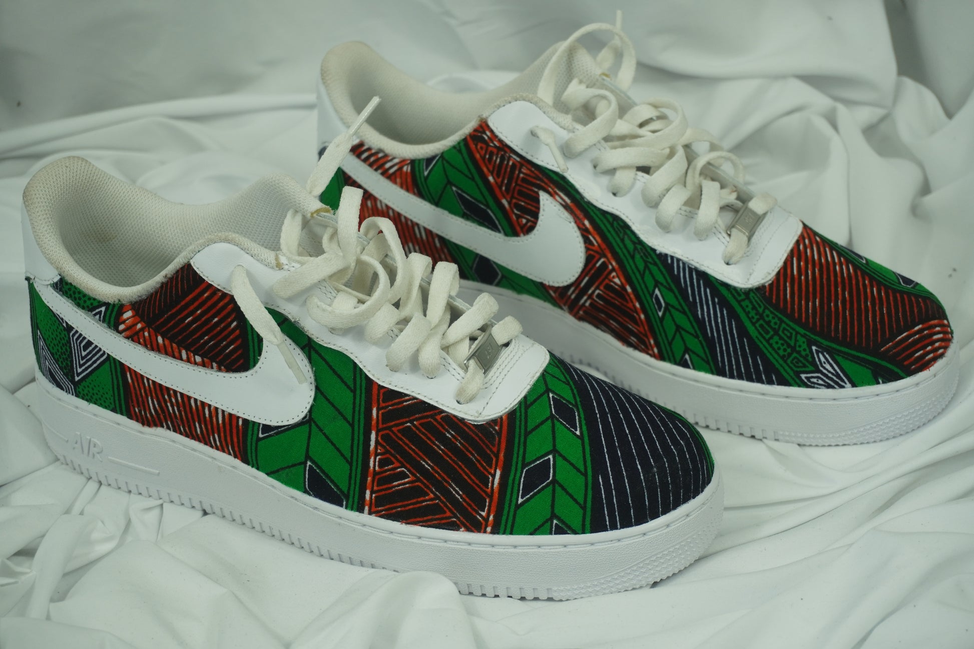 Handcrafted Ankara Air Force 1 - Orange Green