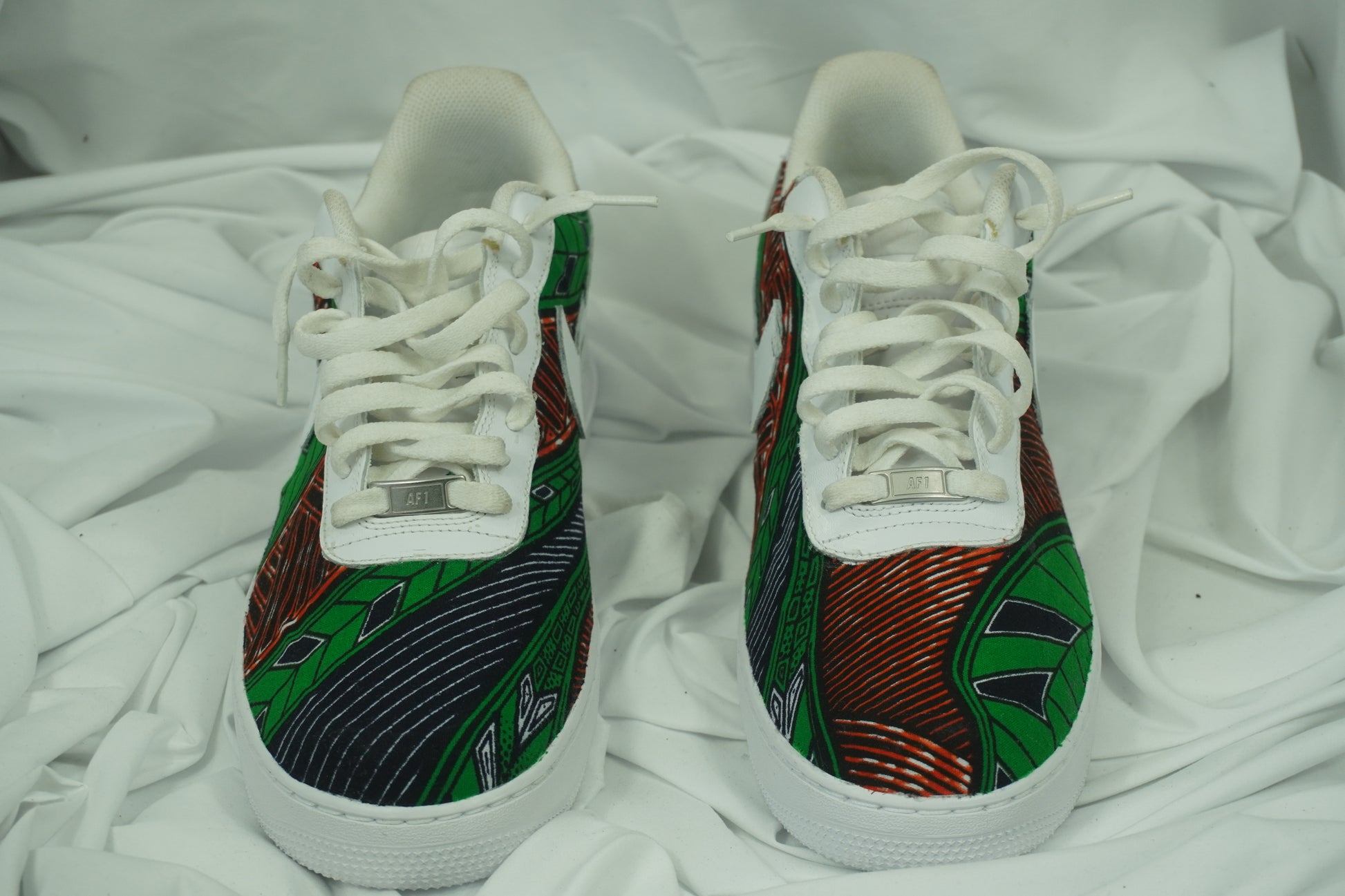 Handcrafted Ankara Air Force 1 - Orange Green