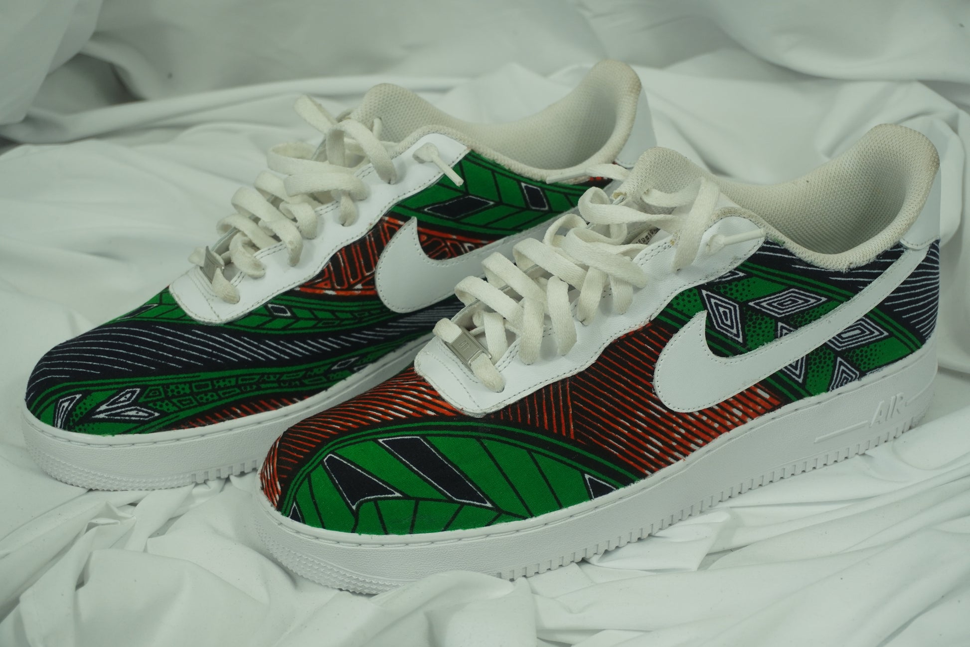 Handcrafted Ankara Air Force 1 - Orange Green