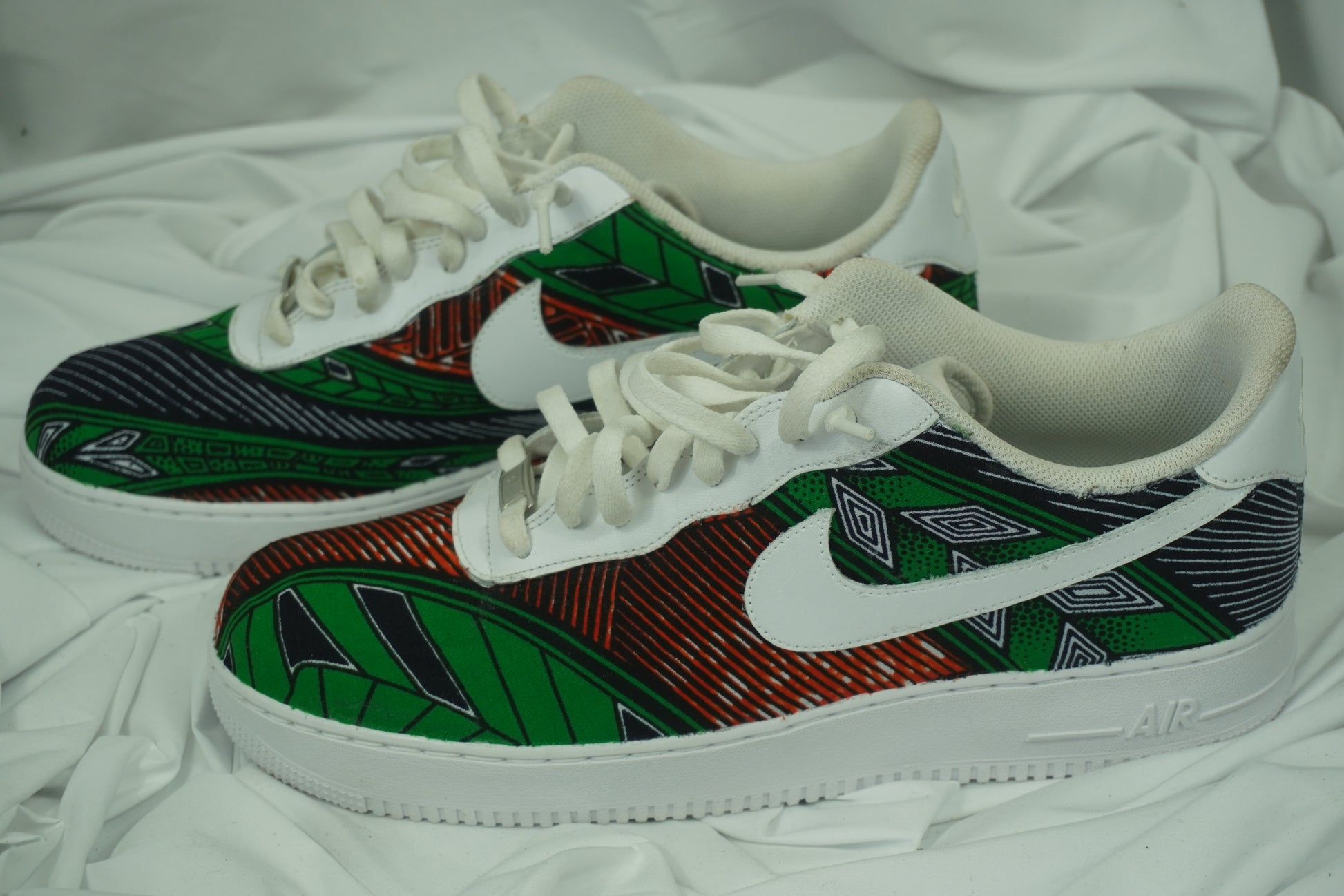 Handcrafted Ankara Air Force 1 - Orange Green