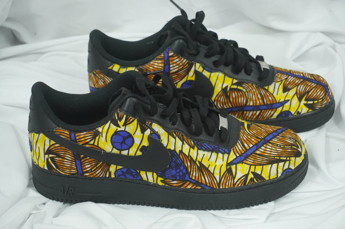 Handcrafted Ankara Air Force 1 - Yellow Blue