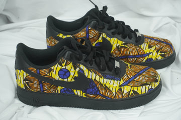 Handcrafted Ankara Air Force 1 - Yellow Blue
