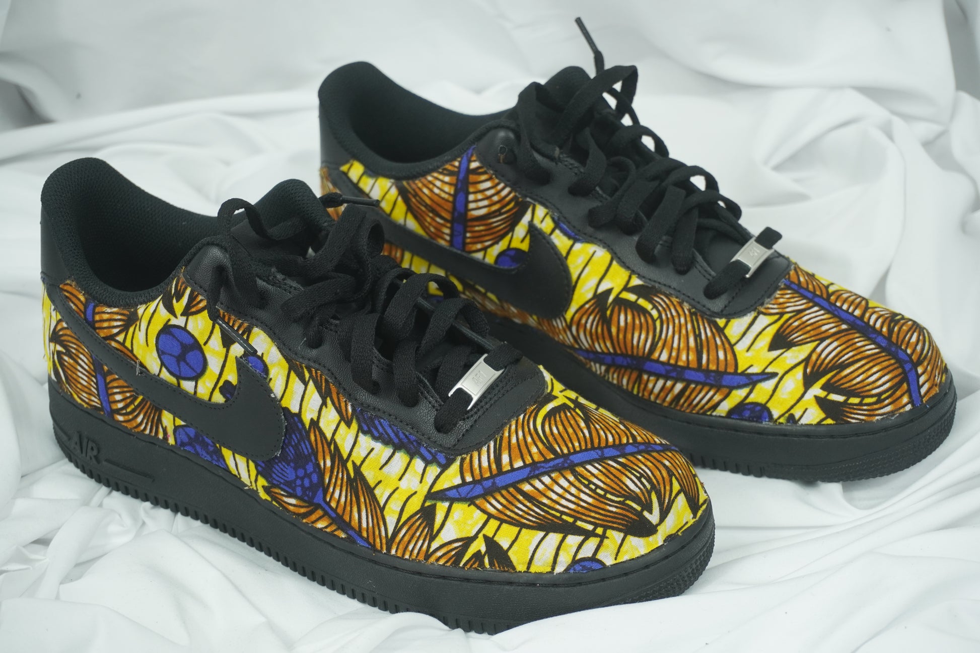 Handcrafted Ankara Air Force 1 - Yellow Blue