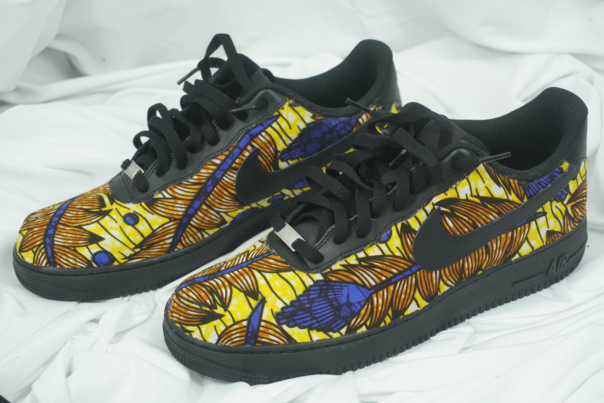 Handcrafted Ankara Air Force 1 - Yellow Blue