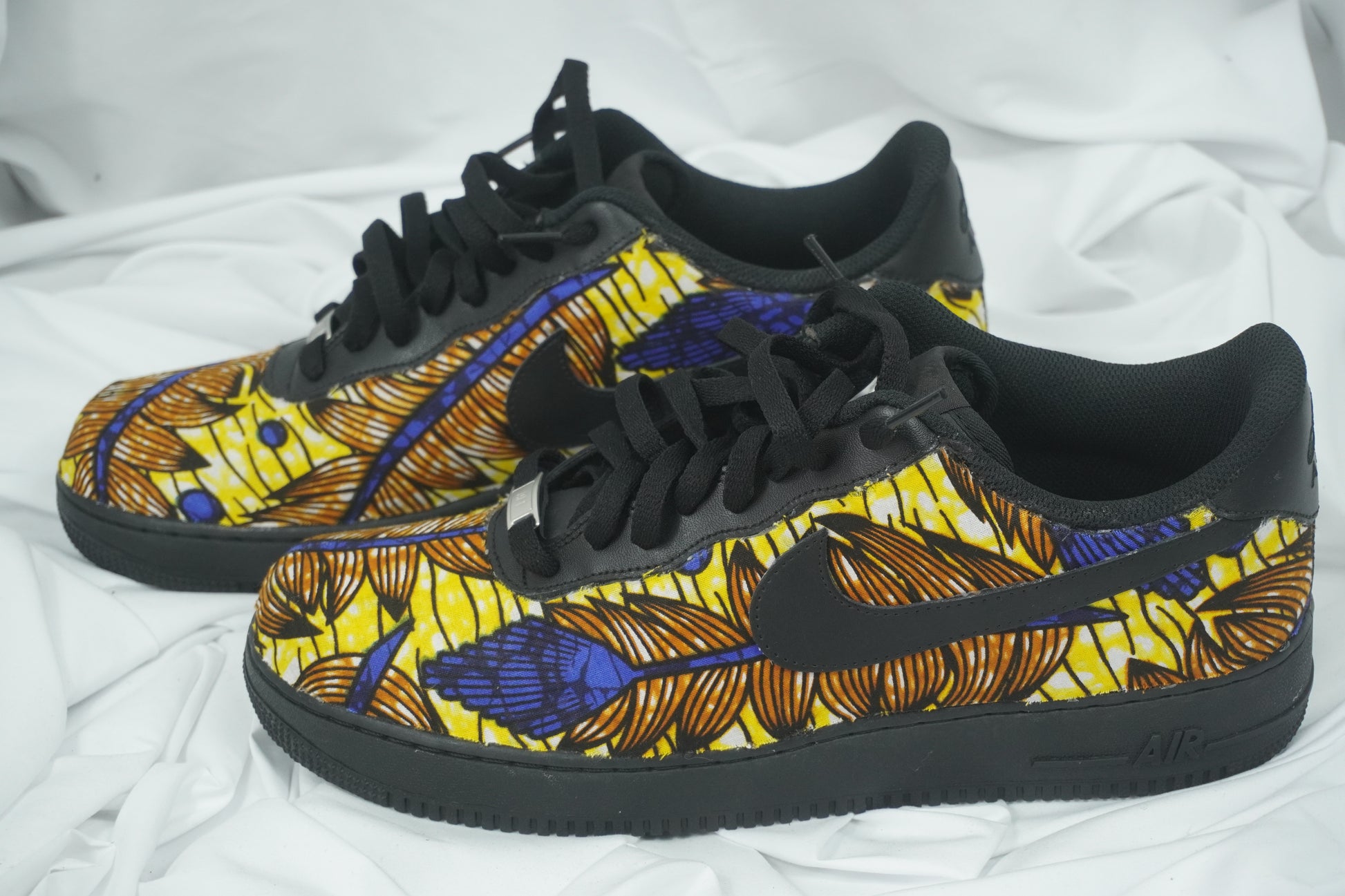 Handcrafted Ankara Air Force 1 - Yellow Blue