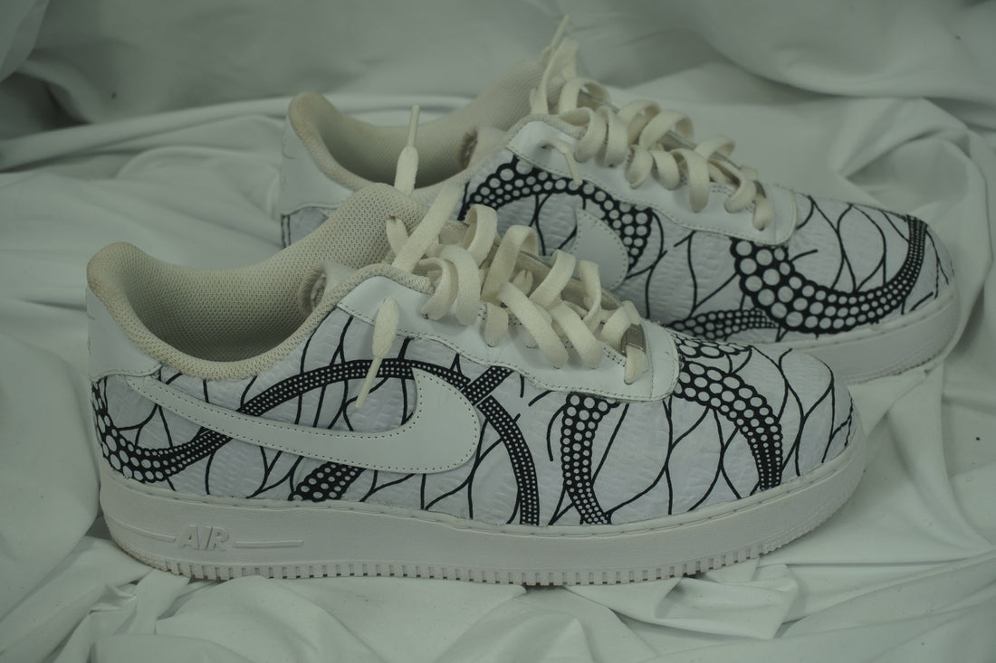 Handcrafted Ankara Air Force 1 - White Black