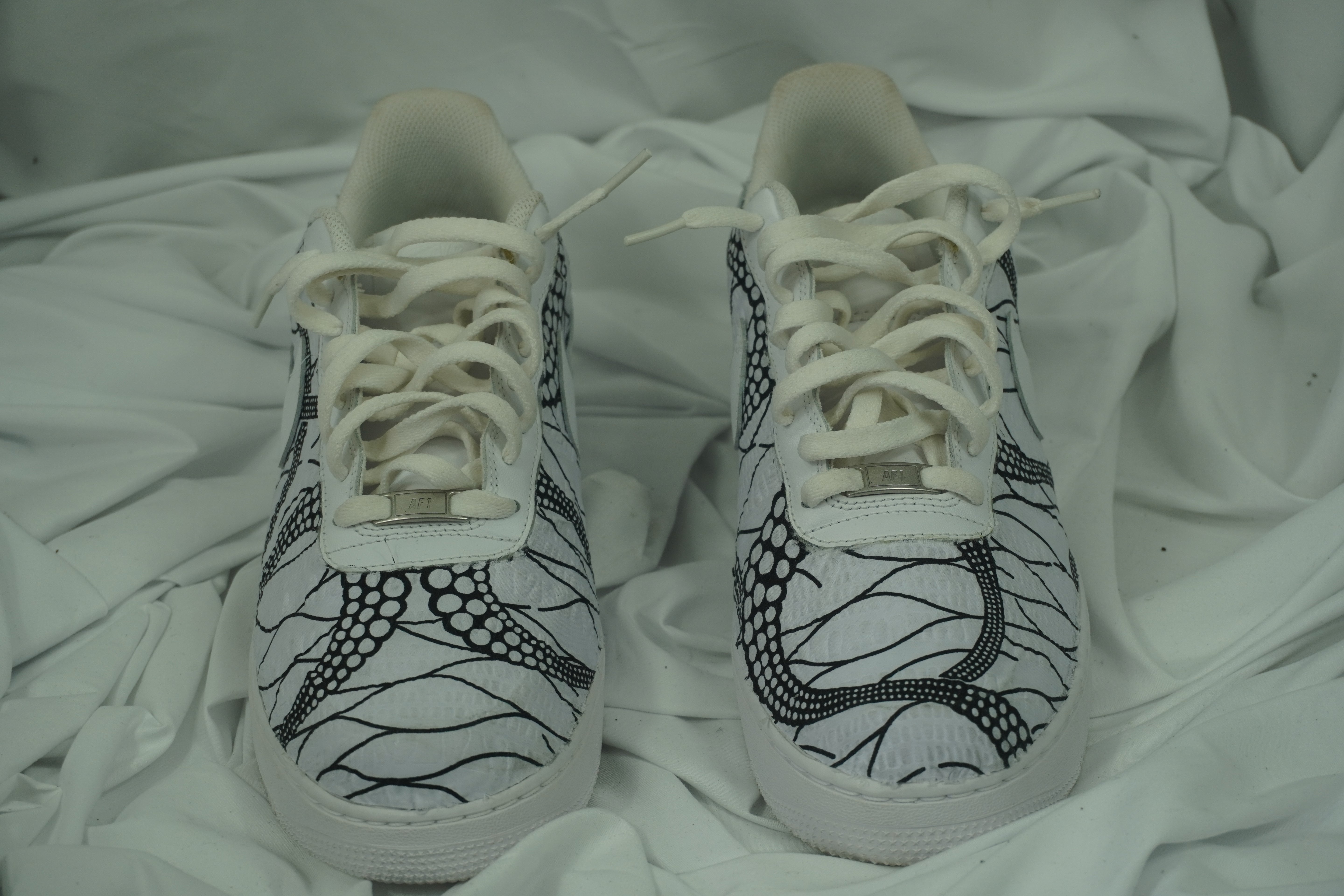 Handcrafted Ankara Air Force 1 - White Black